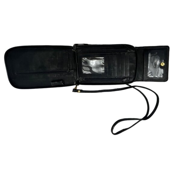 Black Leather Crossbody Bag With Adjustable Strap & Multiple Pockets 39I - Picture 2 of 11